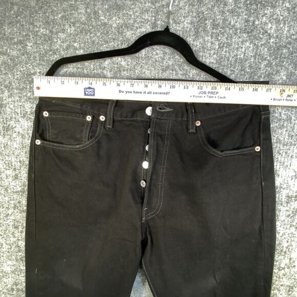 Levis 501 Jeans 34x30 Black Straight Leg Button Fly American Denim Grunge Dark - Picture 5 of 12